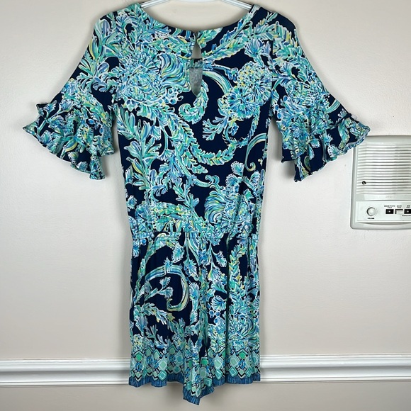 LILLY PULITZER Lula Romper High Tide Navy,  Scuba Doo Engineered Romper, Size XS - Picture 6 of 16